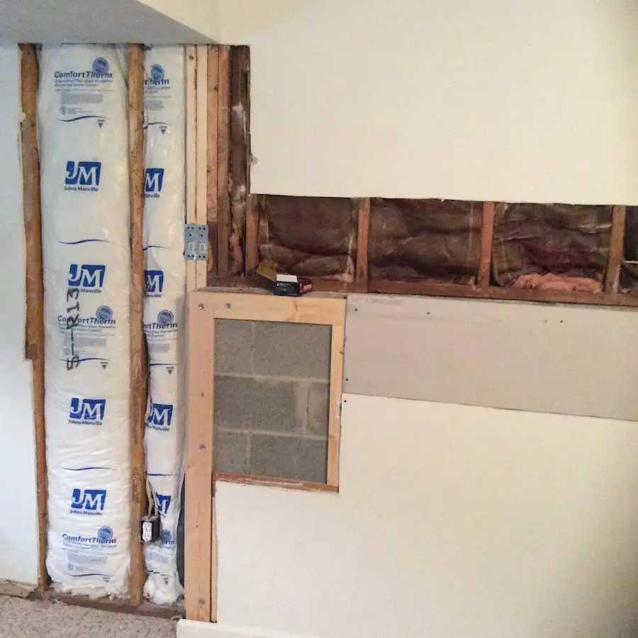Wall insulation replacement during Basement Flood Cleanup in Lexington